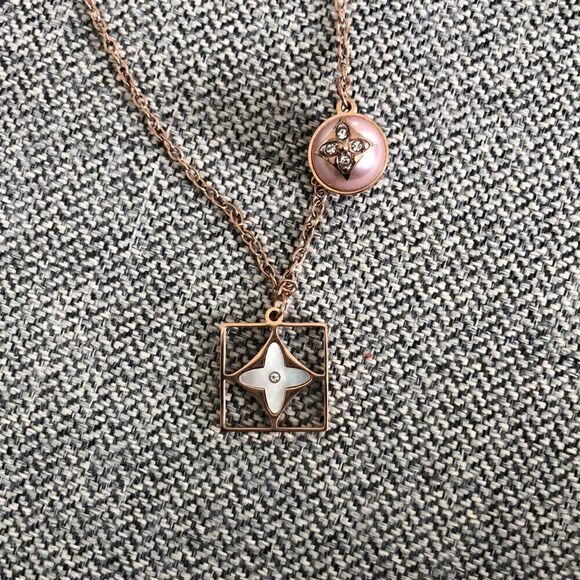 Designer Stainless Steel Rose Color Necklace - Picture 7 of 12